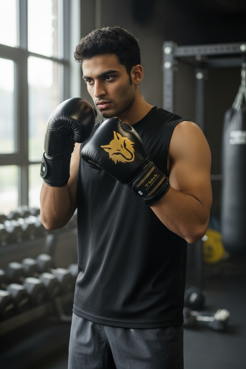 THEEB Golden Age - Muay Thai Gloves (Genuine Cowhide Leather)